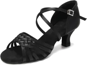 HROYL Women Latin Dance Shoes Professional Practice Performance Ballroom Salsa Dance Shoes,Model EM3032