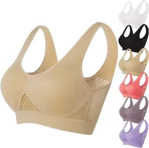 Hvyesh Breathable Cool Liftup Air Bra 2024 New Sports Bra for Women Full Support Seamless Wireless Unpadded No Underwire Bra