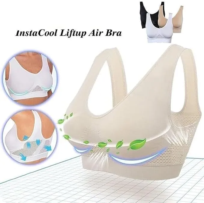 Hvyesh Breathable Cool Liftup Air Bra 2024 New Sports Bra for Women Full Support Seamless Wireless Unpadded No Underwire Bra