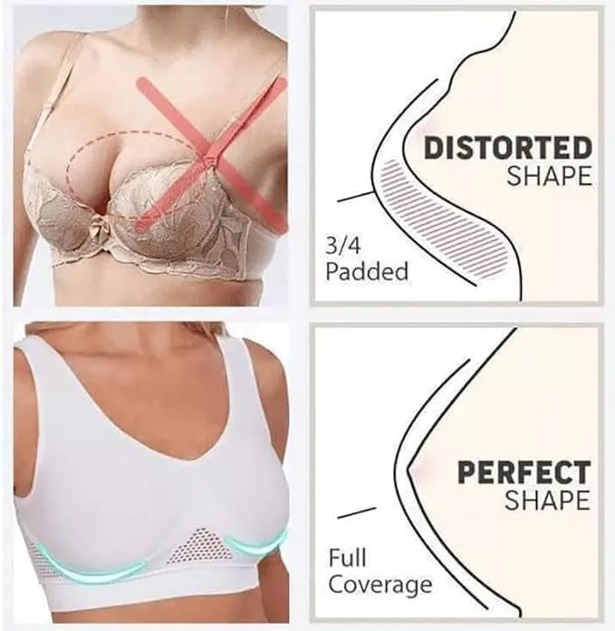 Hvyesh Breathable Cool Liftup Air Bra 2024 New Sports Bra for Women Full Support Seamless Wireless Unpadded No Underwire Bra