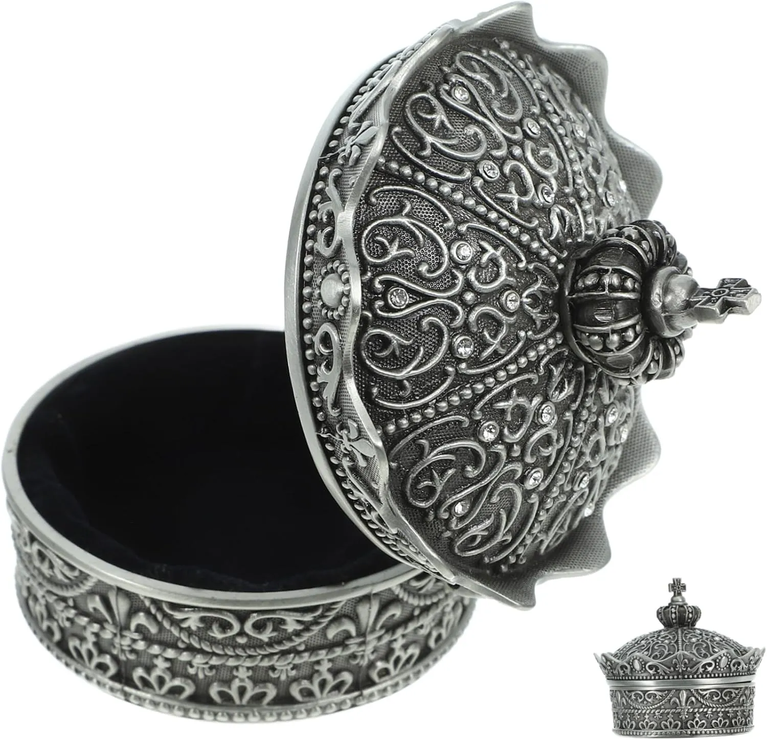 IMIKEYA Crown Shape Jewelry Organizer Alloy Ring Storage Case Jewelry Display Box