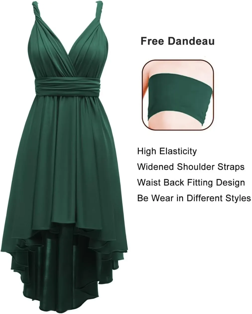 Infinity Bridesmaid Dresses for Wedding Short Convertible Multiway Transformer High Low Party Gowns with Bandeau