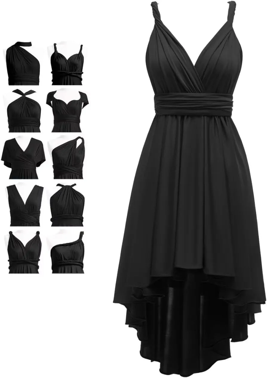 Infinity Bridesmaid Dresses for Wedding Short Convertible Multiway Transformer High Low Party Gowns with Bandeau