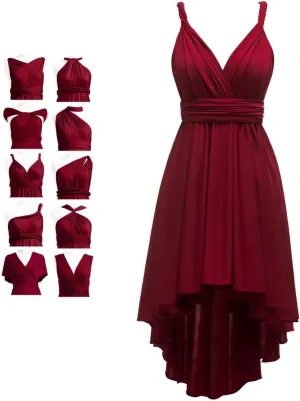 Infinity Bridesmaid Dresses for Wedding Short Convertible Multiway Transformer High Low Party Gowns with Bandeau