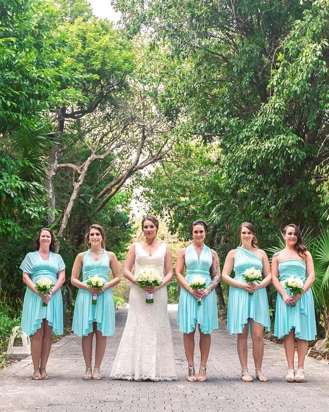 Infinity Bridesmaid Dresses for Wedding Short Convertible Multiway Transformer High Low Party Gowns with Bandeau