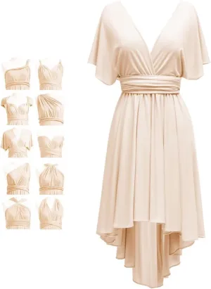 Infinity Bridesmaid Dresses for Wedding Short Convertible Multiway Transformer High Low Party Gowns with Bandeau