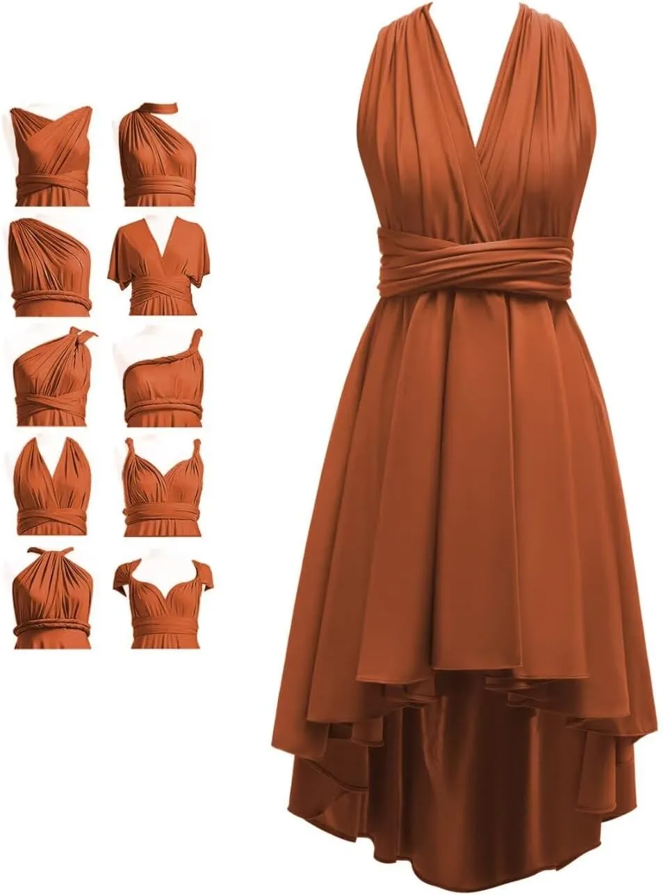 Infinity Bridesmaid Dresses for Wedding Short Convertible Multiway Transformer High Low Party Gowns with Bandeau