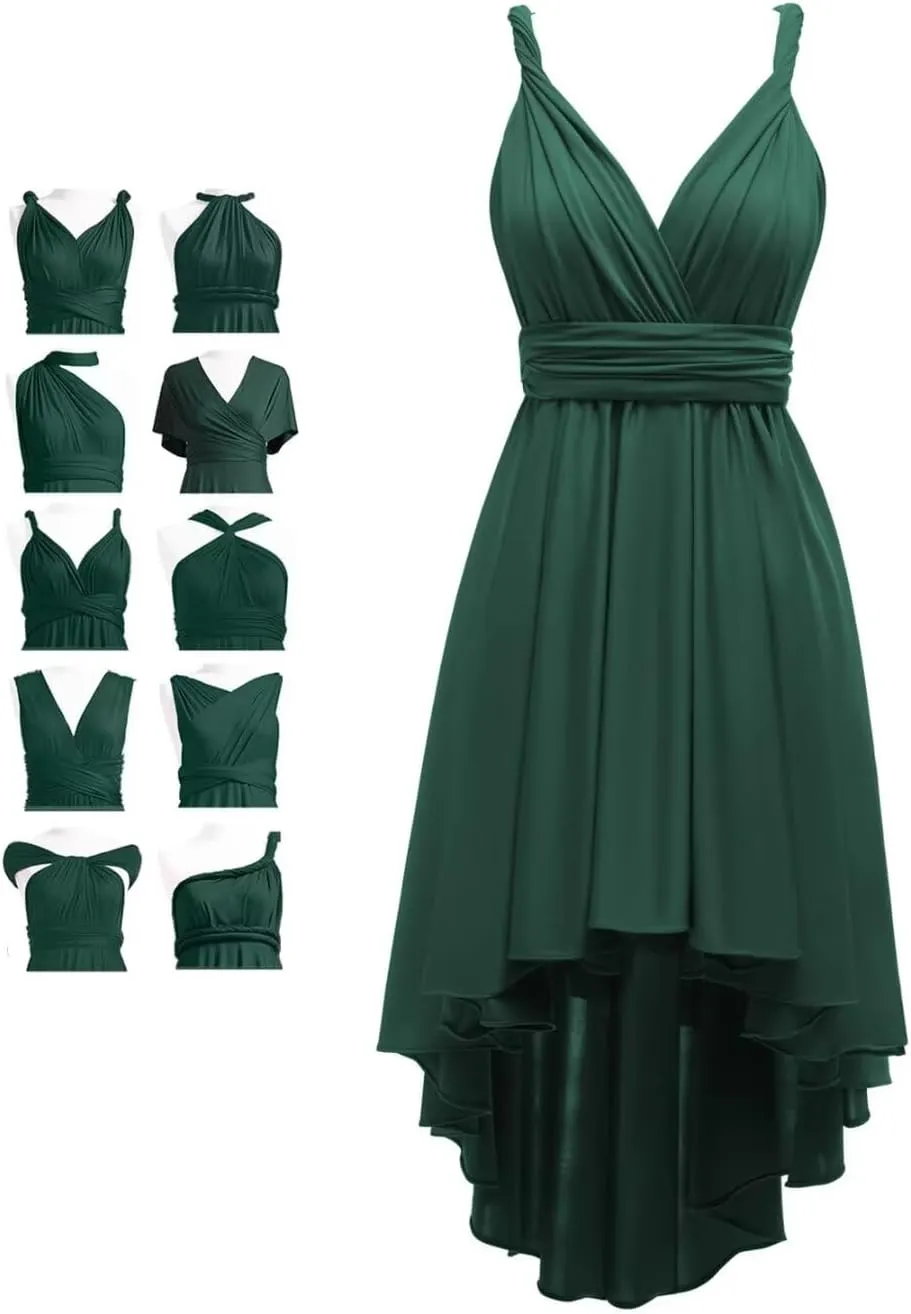 Infinity Bridesmaid Dresses for Wedding Short Convertible Multiway Transformer High Low Party Gowns with Bandeau