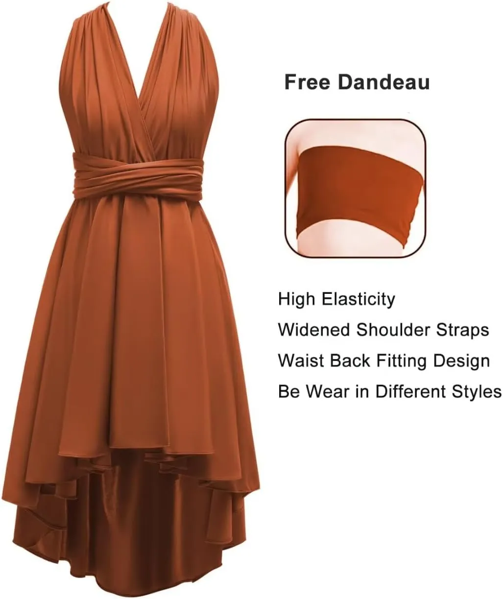 Infinity Bridesmaid Dresses for Wedding Short Convertible Multiway Transformer High Low Party Gowns with Bandeau