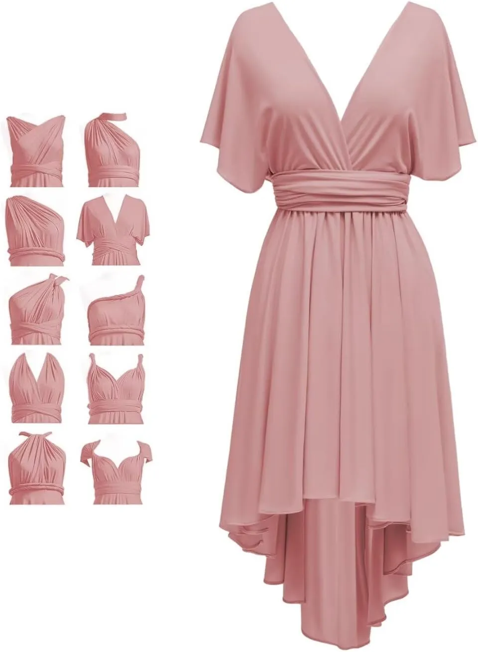 Infinity Bridesmaid Dresses for Wedding Short Convertible Multiway Transformer High Low Party Gowns with Bandeau