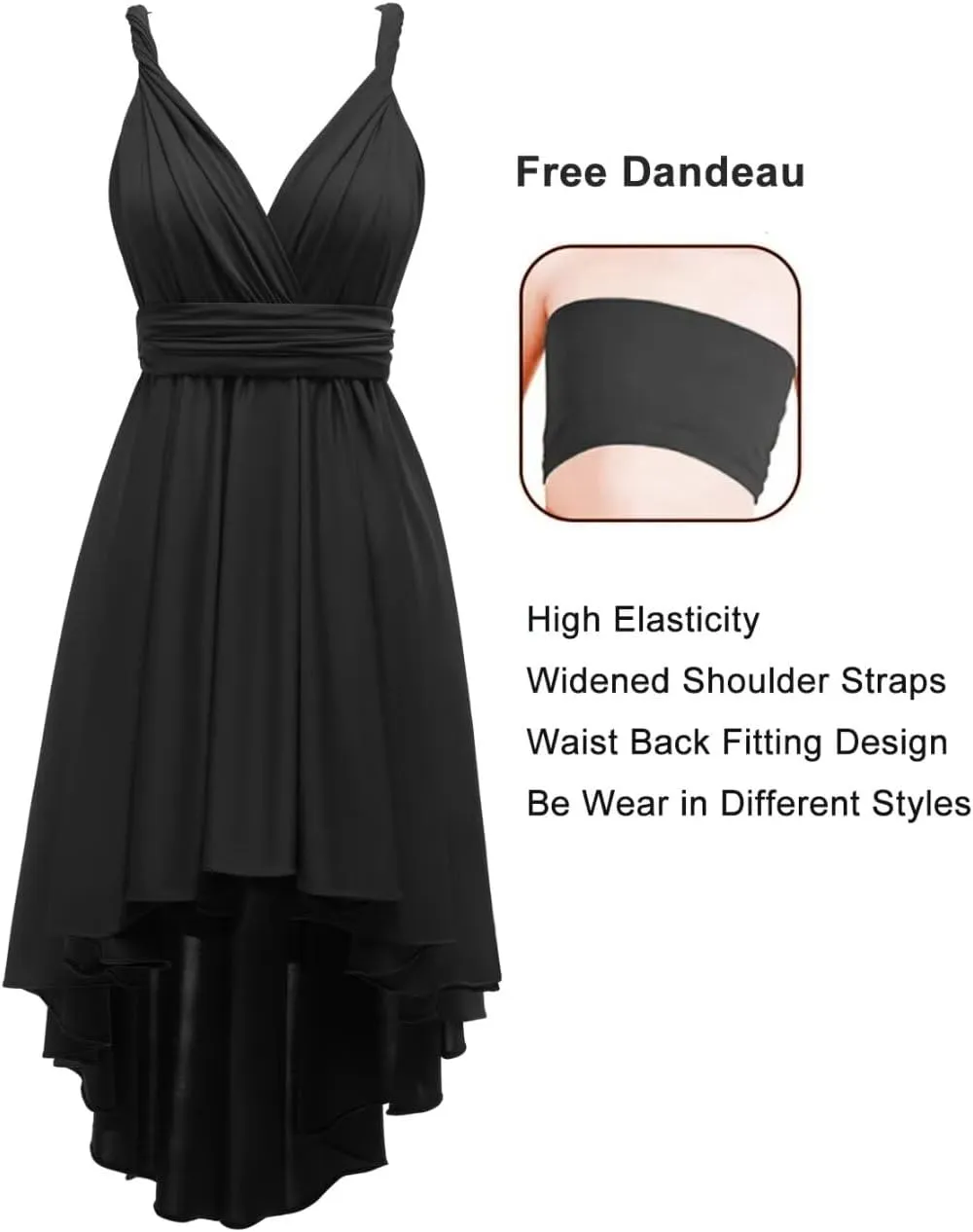 Infinity Bridesmaid Dresses for Wedding Short Convertible Multiway Transformer High Low Party Gowns with Bandeau