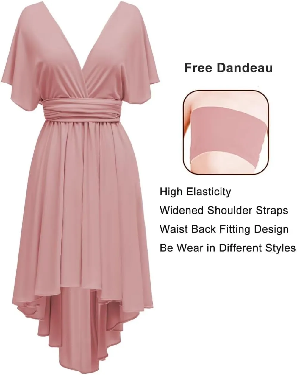 Infinity Bridesmaid Dresses for Wedding Short Convertible Multiway Transformer High Low Party Gowns with Bandeau