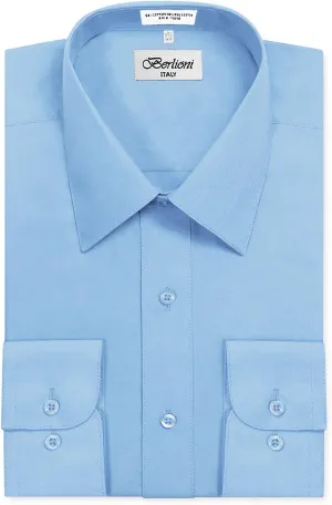 Italy Men's Long Sleeve Solid Premium Dress Shirt