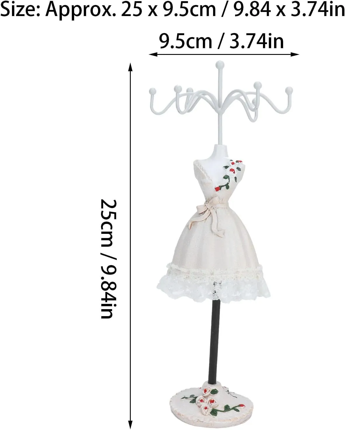 Jewelry Display Stand, Model Dress Earring Necklace Ring Jewelry Organizer Holder with Rotatable Bracket, Doll Jewelry Tower Rack for Girls Women(A)