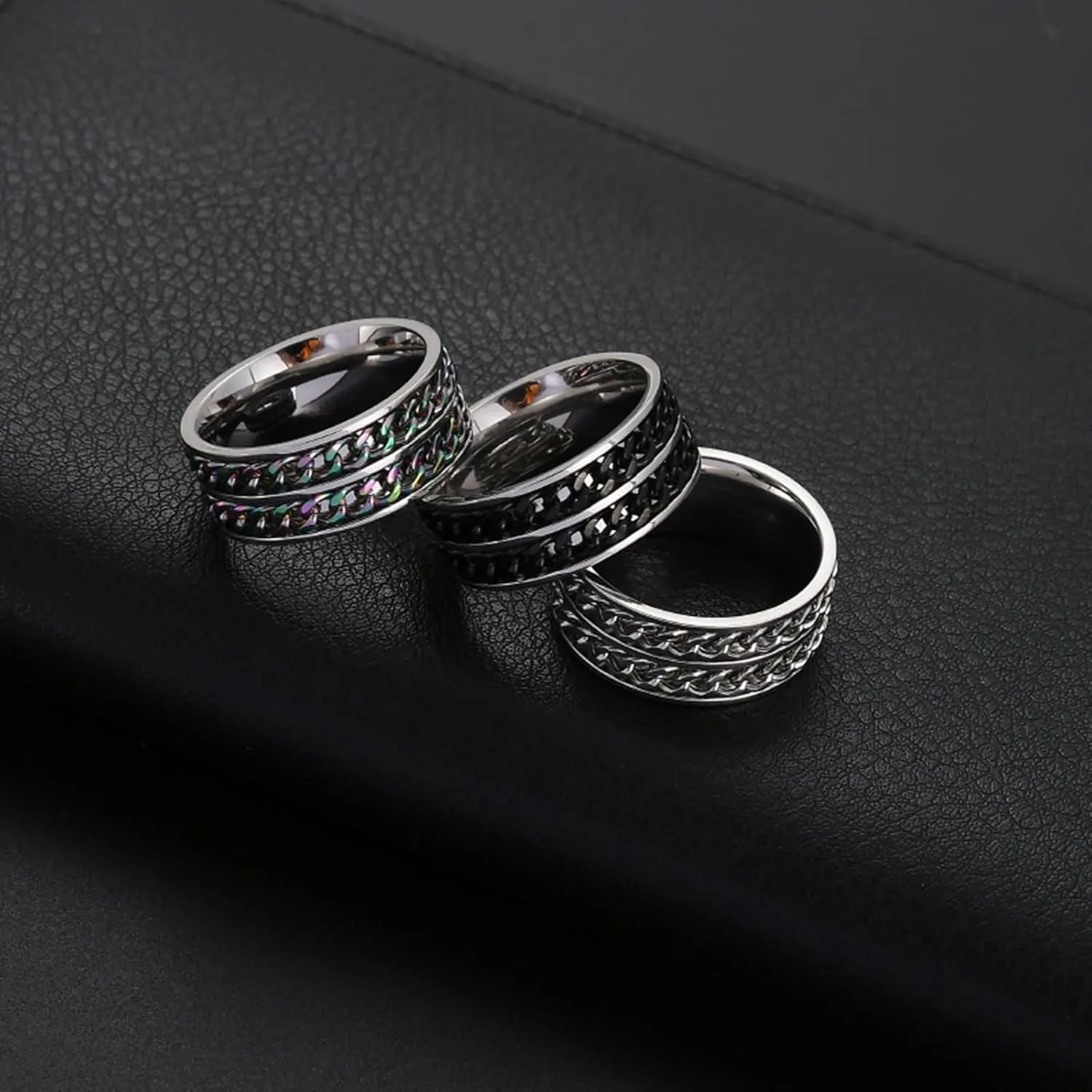 Jewelry for Women Rings, Cute Ring Double Chain Stainless Steel Womens Jewelry