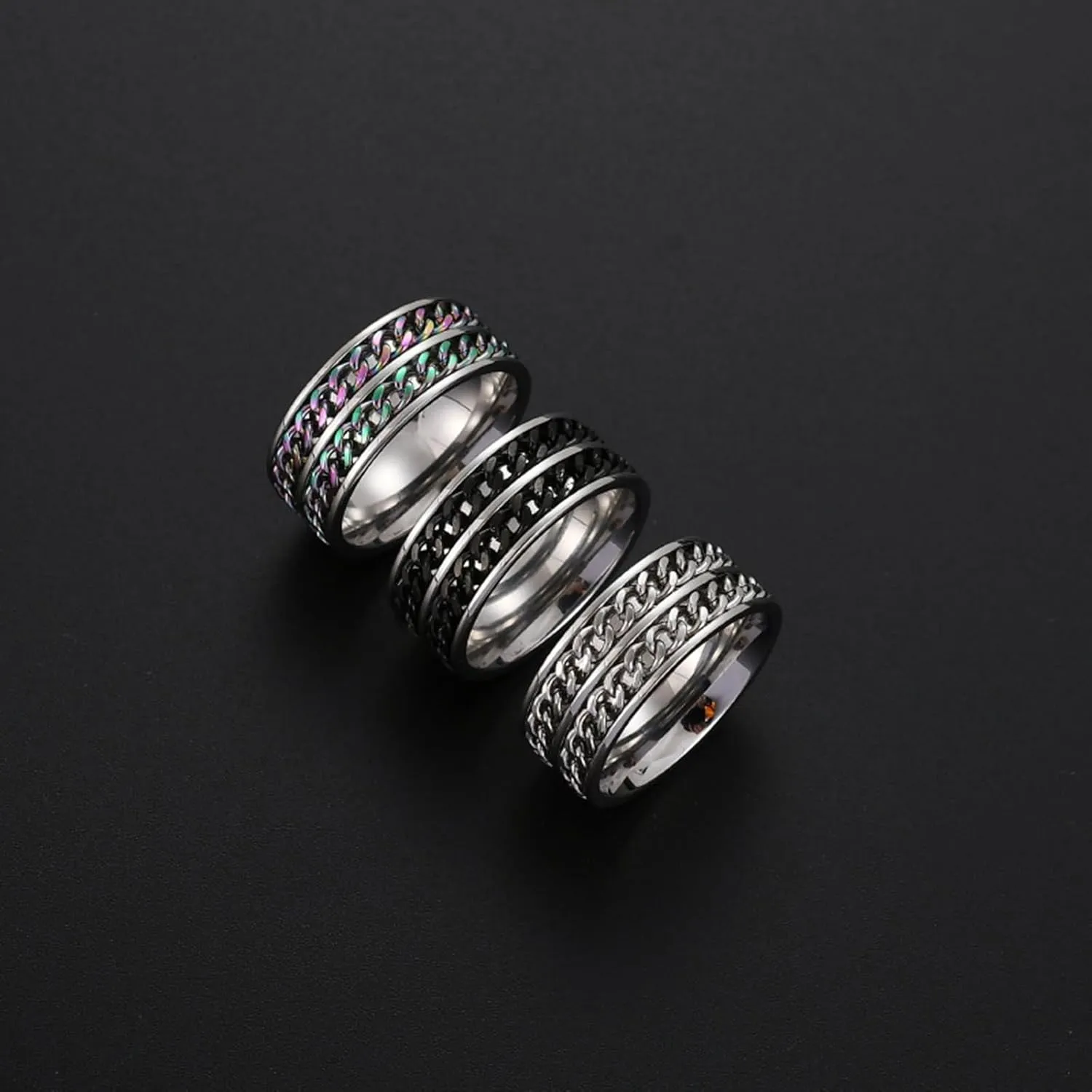Jewelry for Women Rings, Cute Ring Double Chain Stainless Steel Womens Jewelry