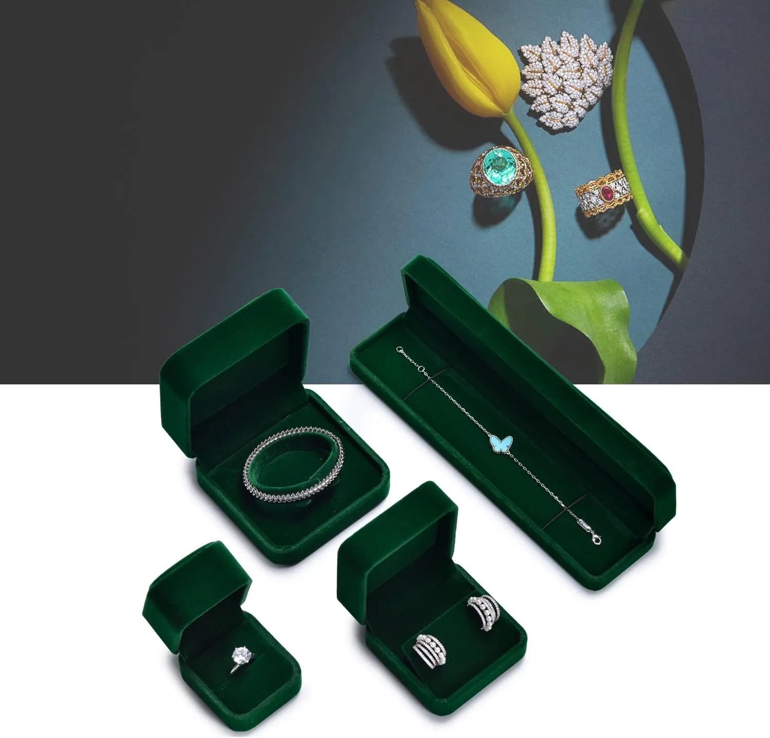 Jewelry Gift Box for Earrings Small Green Velvet Jewelry Earrings Gift Box