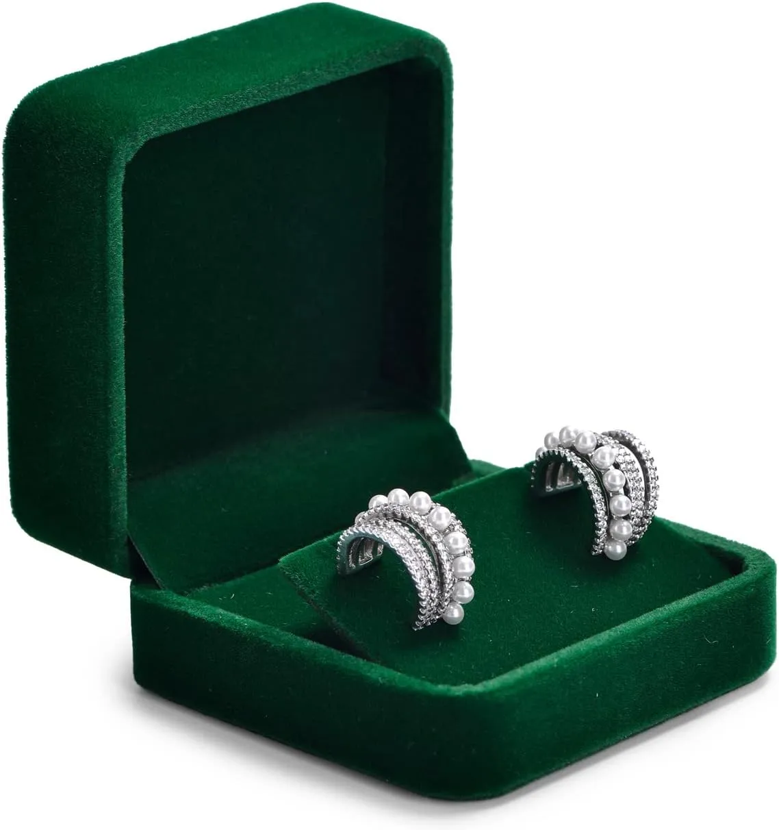 Jewelry Gift Box for Earrings Small Green Velvet Jewelry Earrings Gift Box