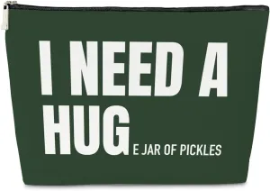 JioJio Chan Funny Pickle Gifts Makeup Bag for Women, I Need a Huge Jar of Pickles PU Leather Cosmetic Bag for Purse, Gifts for Lovers, Stuff & Makeup Pouch