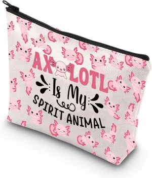 JNIAP Axolotls Cosmetic Makeup Bag Axolotl Lovers Gifts Axolotl Is My Spirit Animal Axolotl Zipper Pouch Axolotl Toiletry Bag (axolotl spirit)