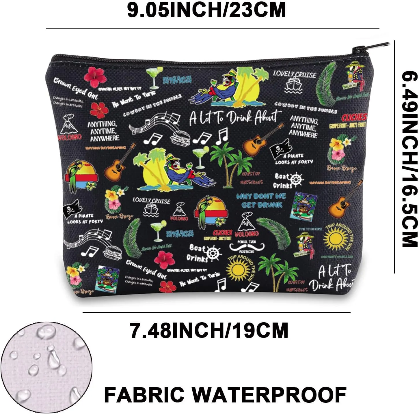 JNIAP Music Lyrics Makeup Bag Singer Album Inspired Gifts Singer Fans Gift Song Lyrics Zipper Pouch Singer Merchandise (want to paris black mb)