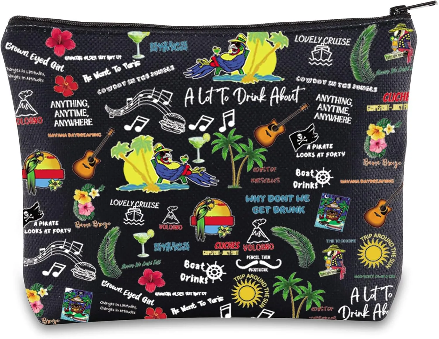 JNIAP Music Lyrics Makeup Bag Singer Album Inspired Gifts Singer Fans Gift Song Lyrics Zipper Pouch Singer Merchandise (want to paris black mb)