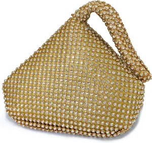 KAITAK Women's Rhinestone Clutch Evening Bags Mini Sparkly Glitter Triangle Purse for Party Prom