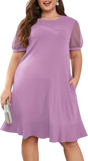 Keluummi Plus Size Wedding Dresses for Curvy Women, Summer Casual Business A Line Midi Shift Cocktail Dress, Sheath