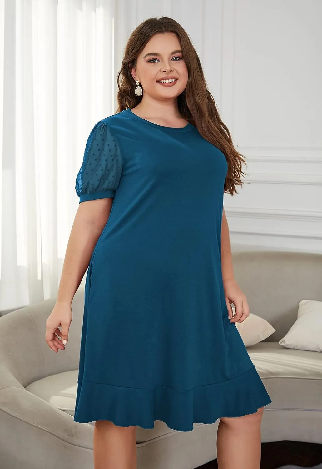 Keluummi Plus Size Wedding Dresses for Curvy Women, Summer Casual Business A Line Midi Shift Cocktail Dress, Sheath