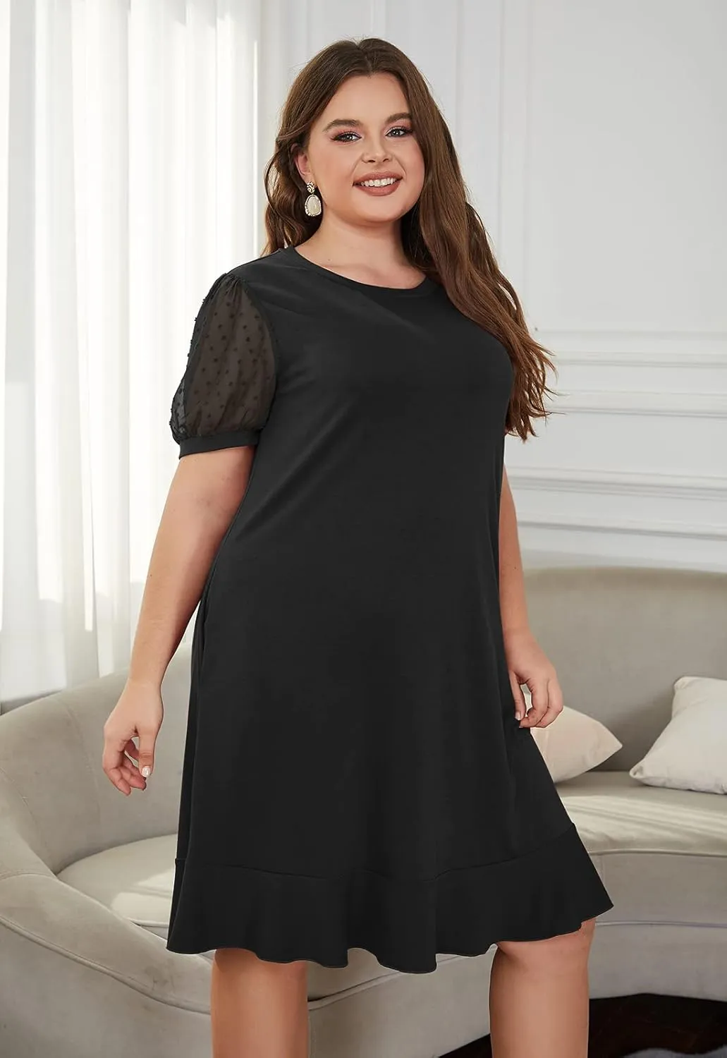 Keluummi Plus Size Wedding Dresses for Curvy Women, Summer Casual Business A Line Midi Shift Cocktail Dress, Sheath