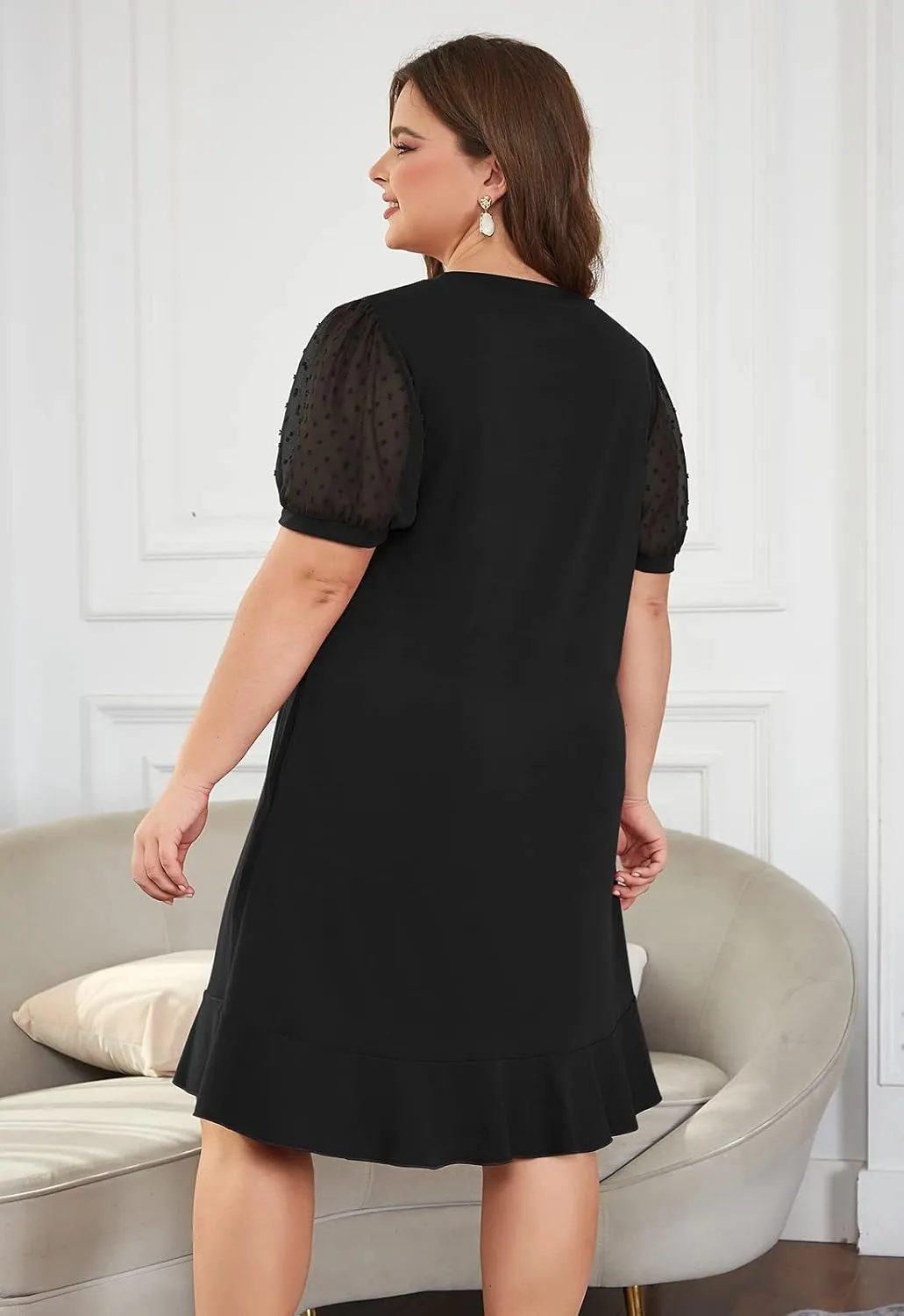 Keluummi Plus Size Wedding Dresses for Curvy Women, Summer Casual Business A Line Midi Shift Cocktail Dress, Sheath