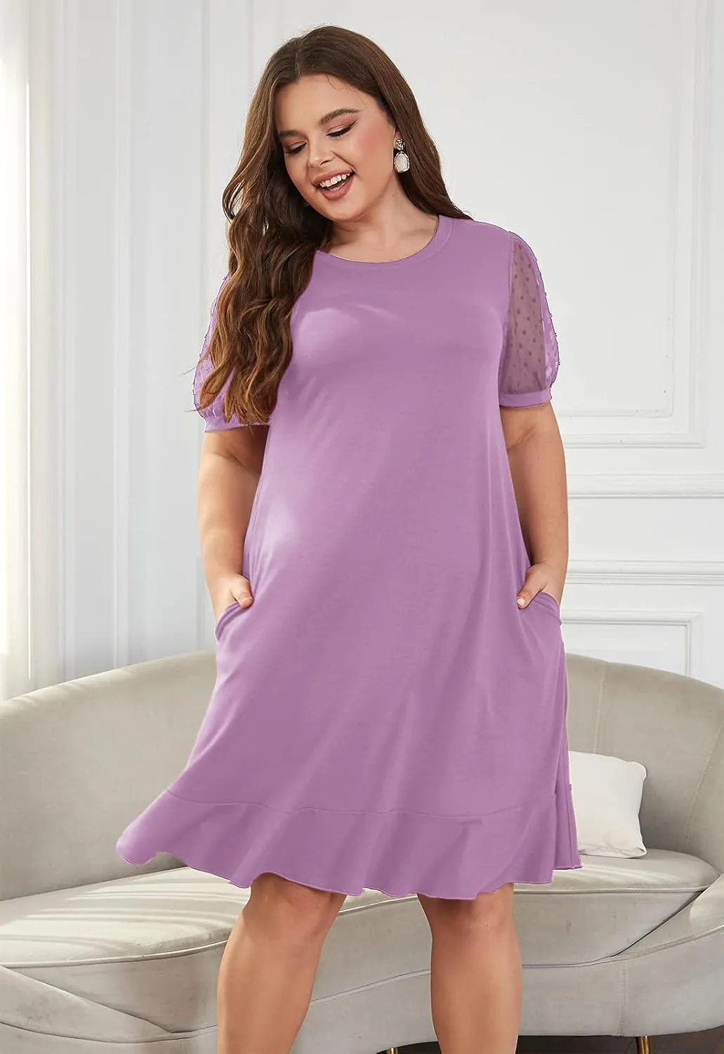 Keluummi Plus Size Wedding Dresses for Curvy Women, Summer Casual Business A Line Midi Shift Cocktail Dress, Sheath