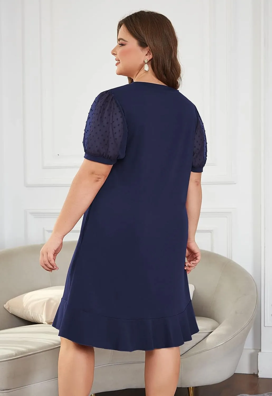 Keluummi Plus Size Wedding Dresses for Curvy Women, Summer Casual Business A Line Midi Shift Cocktail Dress, Sheath