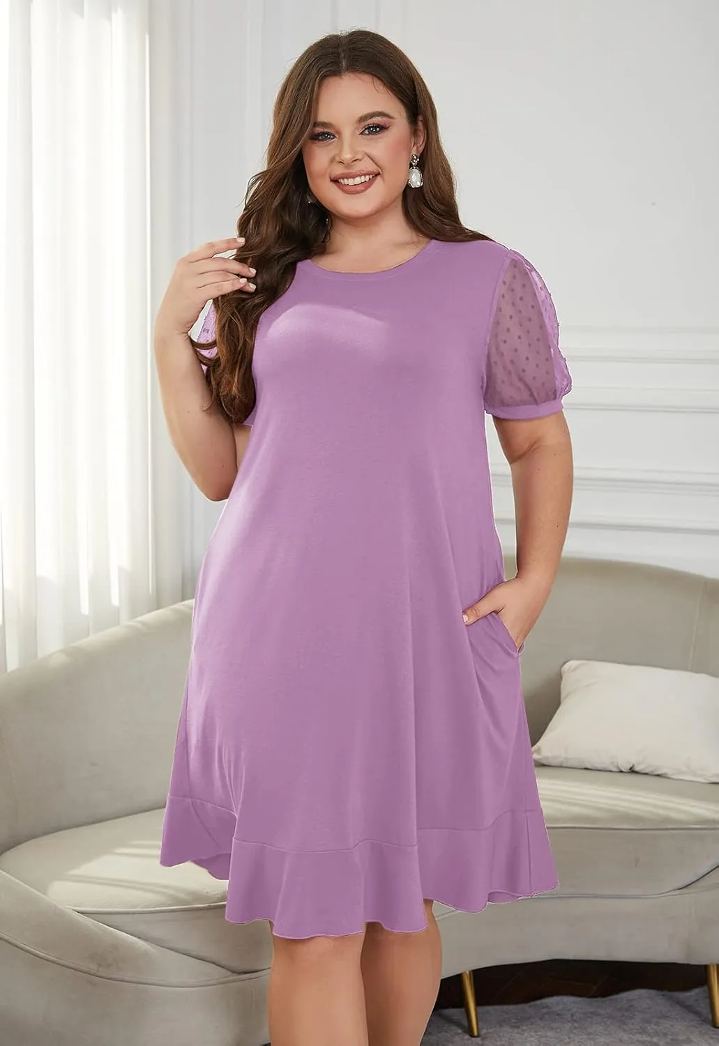 Keluummi Plus Size Wedding Dresses for Curvy Women, Summer Casual Business A Line Midi Shift Cocktail Dress, Sheath