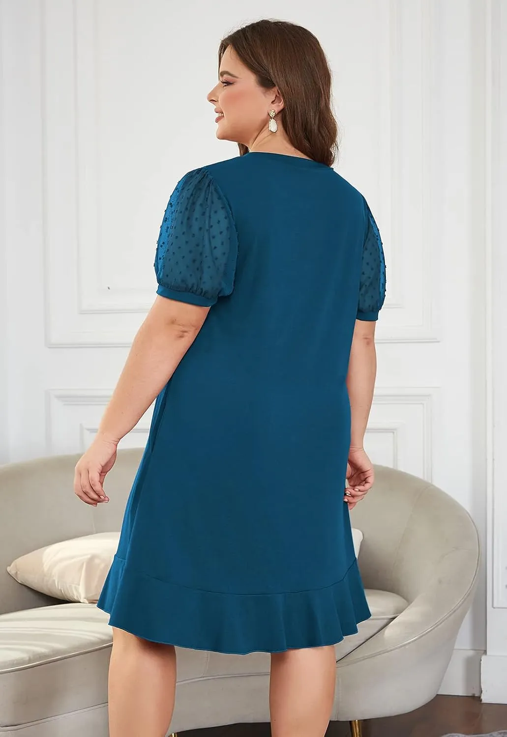 Keluummi Plus Size Wedding Dresses for Curvy Women, Summer Casual Business A Line Midi Shift Cocktail Dress, Sheath