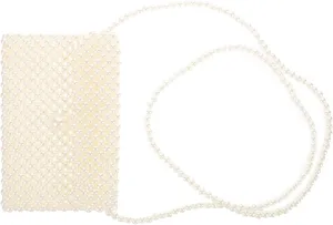 KESYOO Beaded Cell Phone Pouch Pearl Evening Bag Women's Shoulder Bag Crossbody Mini