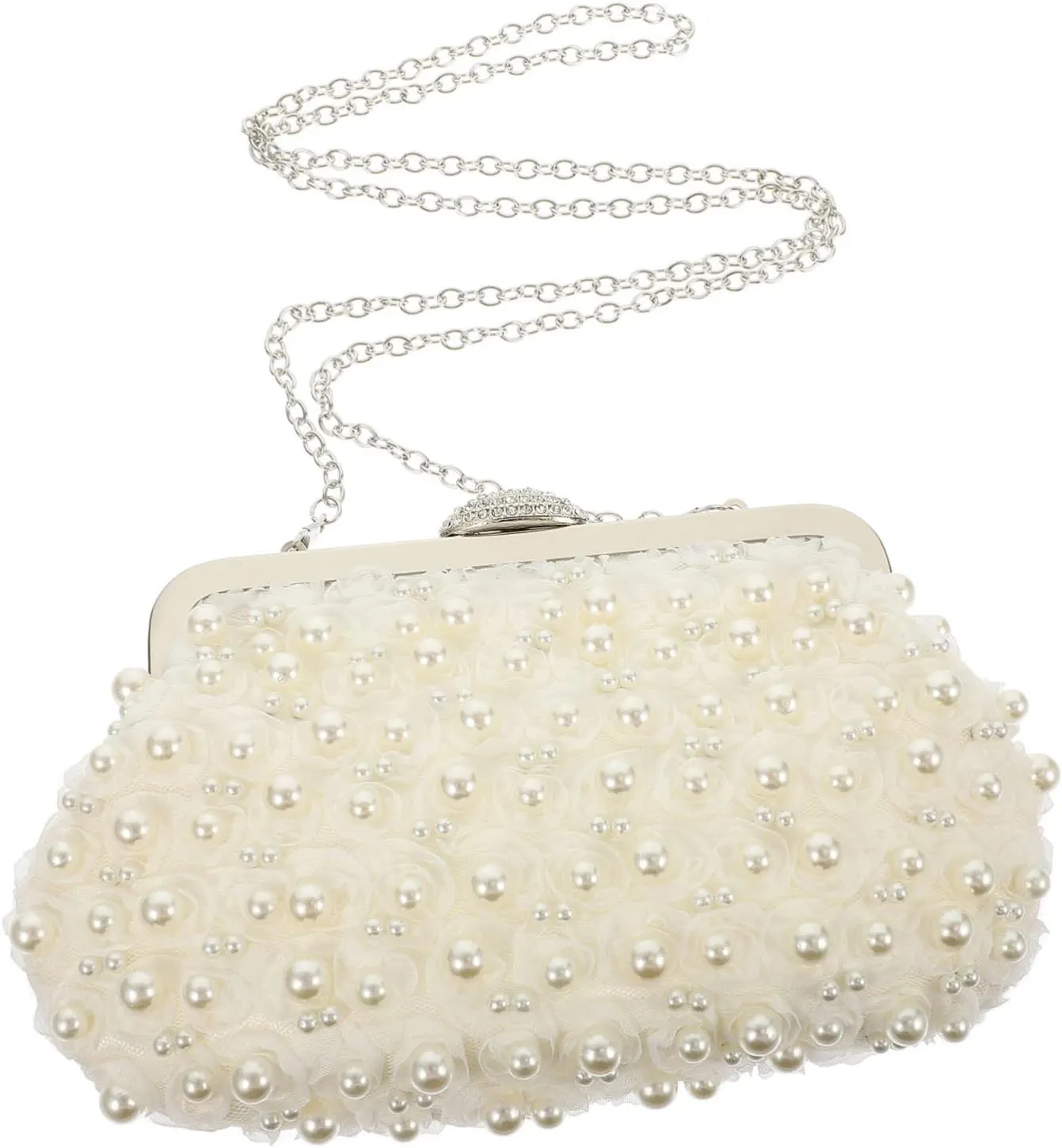 KESYOO Elegant Rose Gold Pearl Evening Bag for Women Clutch Purse for Dinner Party