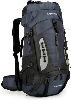 King'sGuard 60L Hiking Backpack Men Women Camping Backpack Waterproof Backpacking Mountaineering Climbing Daypack (Navy)