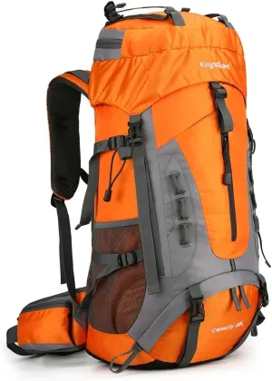 King'sGuard 60L Hiking Backpack Men Women Camping Backpack Waterproof Backpacking Mountaineering Climbing Daypack (Orange)