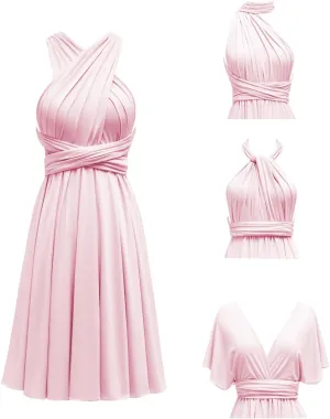 Knee Length Infinity Dress with Bandeau Short Convertible Bridesmaid Dresses Multi-Way Transformer Cocktail Gown