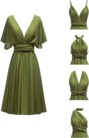 Knee Length Infinity Dress with Bandeau Short Convertible Bridesmaid Dresses Multi-Way Transformer Cocktail Gown