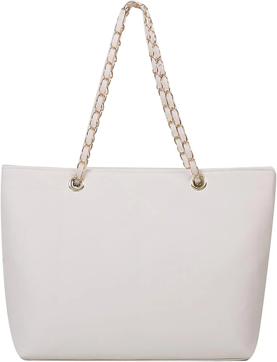 Ladies Fashion Solid Color Leather Diamond Bag Zipper Metal Chain Shoulder Strap Bag Shoulder Bags Men (White, One Size)