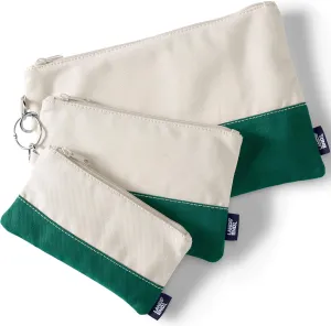Lands' End Zip Canvas Pouch 3PK Natural/bright Spruce One Size