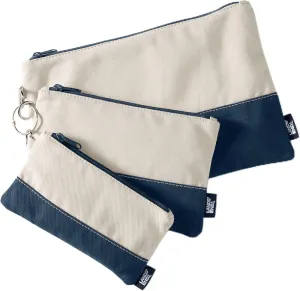 Lands' End Zip Canvas Pouch 3PK Natural/radiant Navy One Size
