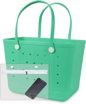 Large Open Rubber Tote Bag, Washable Beach Bags Waterproof Sandproof, Portable Outdoor Tote