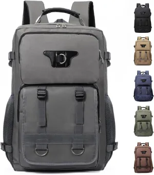Large Travel Backpack Carry,Camping Hiking Backpack,Water Resistant Outdoor Daypack Travel Bag for Climbing Skiing (Grey)