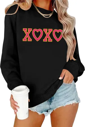 LAZYCHILD Women Valentines Sweatshirt: Cute Heart Graphic Shirts Valentine Pullover Long Sleeve Tops