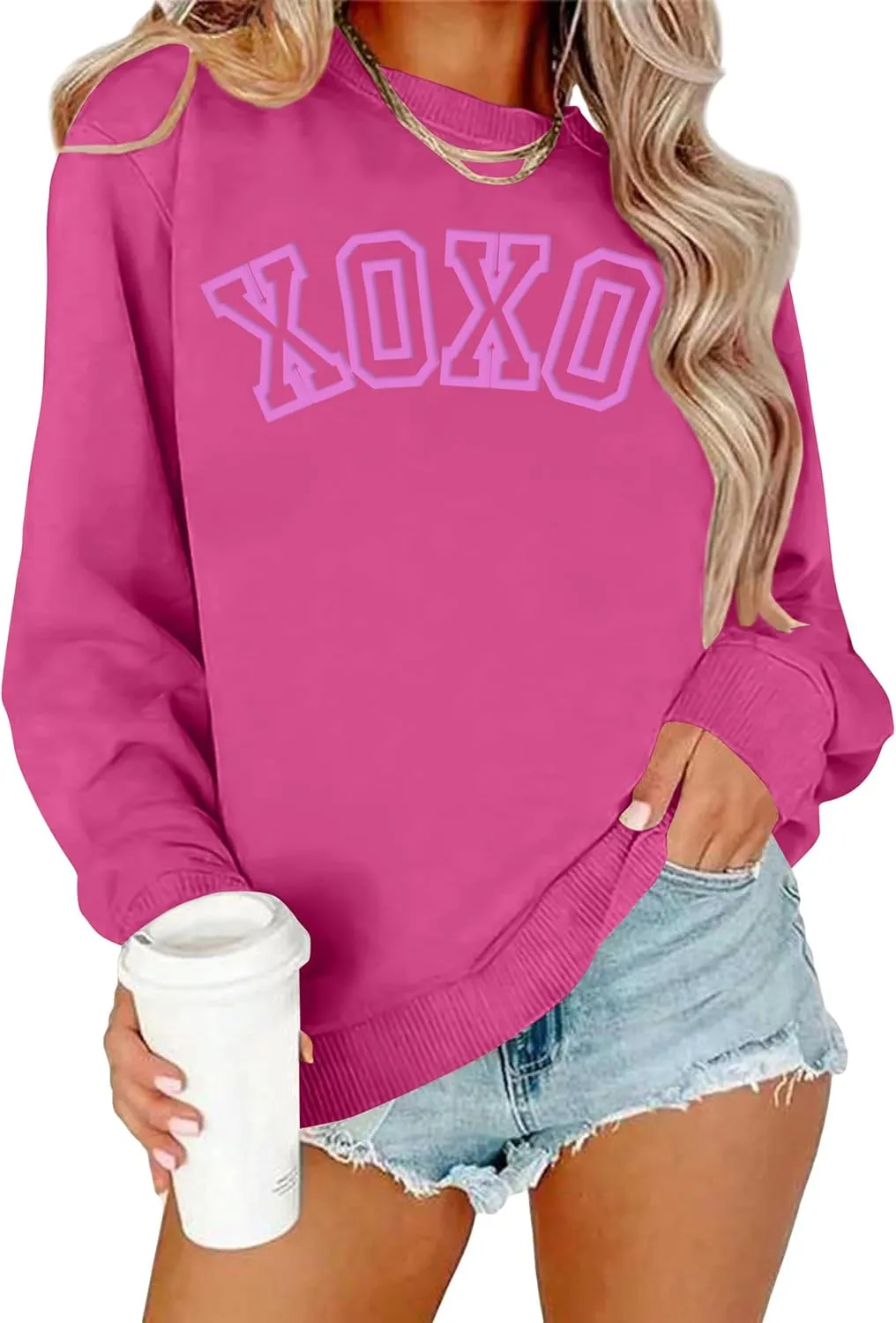 LAZYCHILD Women Valentines Sweatshirt: Cute Heart Graphic Shirts Valentine Pullover Long Sleeve Tops