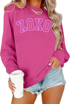 LAZYCHILD Women Valentines Sweatshirt: Cute Heart Graphic Shirts Valentine Pullover Long Sleeve Tops