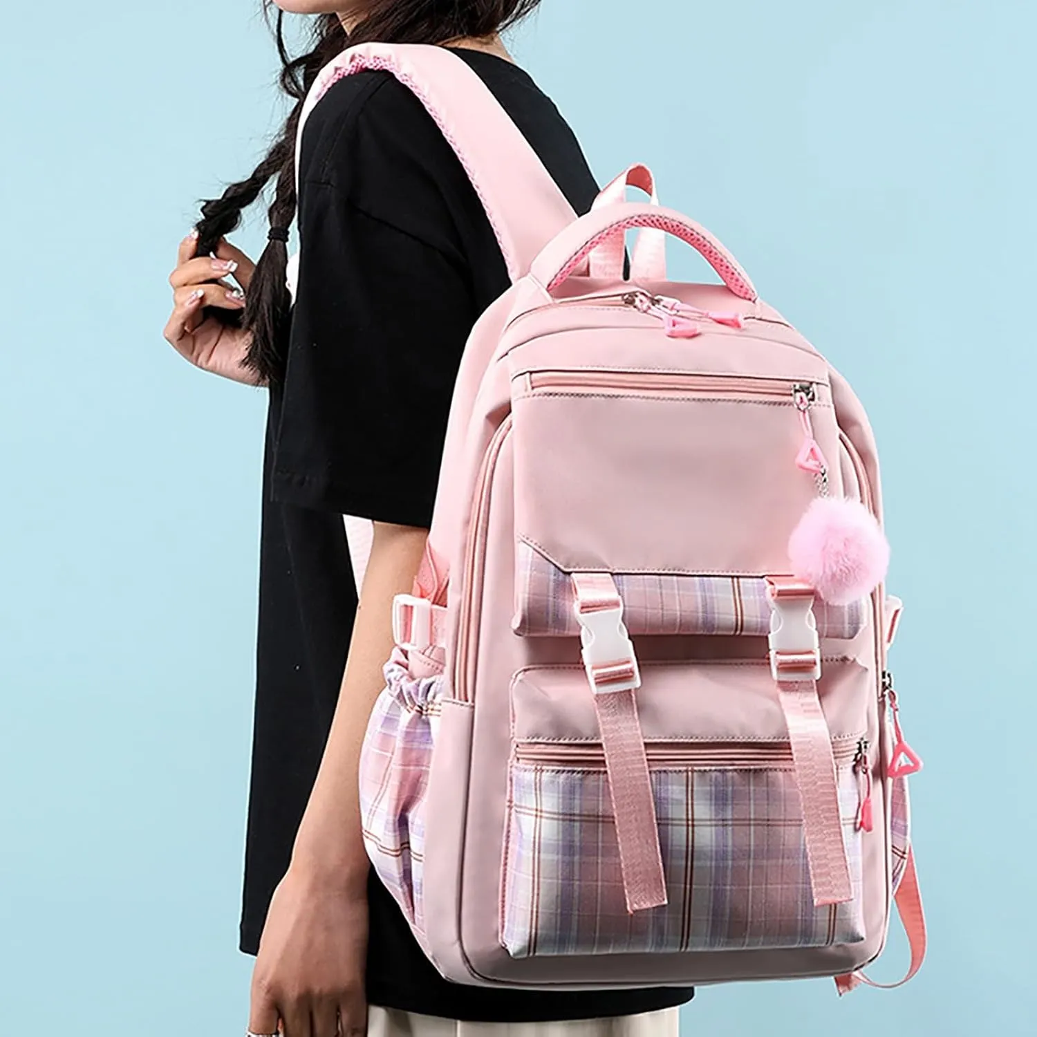 Leather Backpack Purse for Women Multifunction Practical Layered Backpacks Outdoor Travel Slim Laptop Backpack(One Size)